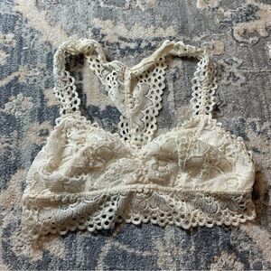 Aerie Cream Lace Bandeau with Scalloped Trim